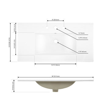 Ancillary 3-Hole 20 in. W x 18.25 in. D Classic Contemporary Rectangular Ceramic Single Sink Basin Vanity Top